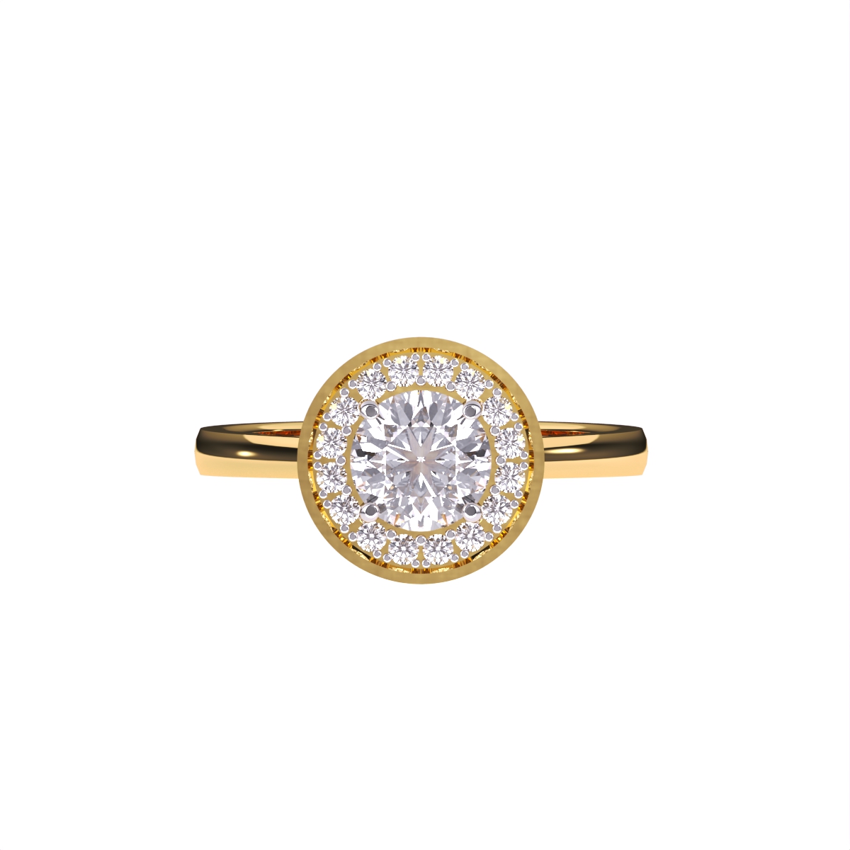 Charming Bezel Set Round Cluster Halo Ring